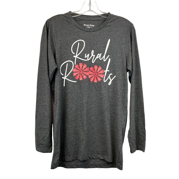 Rural King Womens Rural Roots Long Sleeve Tee Gray/Multi Crew Neck S Soft - Picture 1 of 8